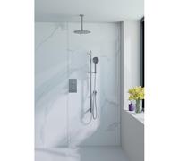 Fortifura Calvi Ensemble de douche pluie encastrable - thermostatique - bras plafond - pommeau 25cm - barre curseur - douchette ronde - flexible en métal - Chrome SW377830/SW496814/SW542643/SW767373/S
