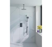Fortifura Calvi Ensemble de douche pluie encastrable - thermostatique - bras plafond - pommeau 25cm - barre curseur - douchette ronde - flexible en métal - Gunmetal SW720556/SW720558/SW706207/SW115949