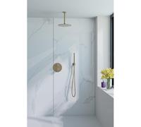 Fortifura Calvi ensemble de douche pluie encastré - douche de tête Ø 25 cm - bras de plafond 20 cm - support fixe - laiton brossé SW728176/SW720555/SW720557/SW720569/SW720570/SW721