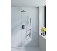 Fortifura Calvi ensemble de douche pluie encastré - douche de tête Ø 25 cm - bras mural courbé 35 cm - douchette bâton 1 jet - boutons lisses - gunmetal brossé SW767491/SW1183047/SW720556/SW720563/SW7