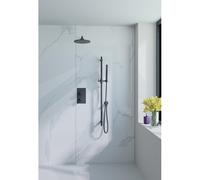 Fortifura Calvi ensemble de douche pluie encastré - douche de tête Ø 25 cm - bras mural courbé 35 cm - douchette bâton 1 jet - boutons lisses - noir mat SW720560/SW720553/SW721167/SW706210/SW767488/SW