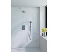 Fortifura Calvi ensemble de douche pluie encastré - douche de tête Ø 25 cm - bras mural courbé 35 cm - douchette ronde 3 jets - flexible métallique - gunmetal brossé SW706207/SW720556/SW720563/SW76653