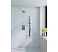Fortifura Calvi ensemble de douche pluie encastré - douche de tête Ø 25 cm - bras mural courbé 35 cm - douchette bâton 1 jet - barre de douche 90 cm - cuivre brossé mat SW970043/SW970041/SW1159496/SW9