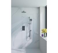 Fortifura Calvi ensemble de douche pluie encastré - douche de tête Ø 25 cm - bras mural courbé 35 cm - douchette ronde 1 jet - gunmetal brossé SW720556/SW720563/SW706207/SW1159495/SW766536/SW76