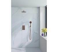 Fortifura Calvi ensemble de douche pluie encastré - douche de tête Ø 30 cm - bras mural courbé 35 cm - douchette ronde 3 jets - cuivre brossé mat SW970038/SW1139124/SW970043/SW970045/SW970047/SW79