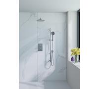 Fortifura Calvi ensemble de douche pluie encastré - douche de tête Ø 30 cm - bras mural courbé 35 cm - douchette ronde 1 jet - boutons lisses - chrome SW496814/SW542643/SW706209/SW1139119/SW720559/SW7