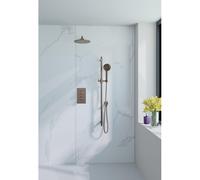 Fortifura Calvi ensemble de douche pluie encastré - douche de tête Ø 30 cm - bras mural courbé 35 cm - douchette ronde 1 jet - cuivre brossé mat SW970043/SW1139124/SW1159496/SW799407/SW1413859/SW
