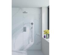 Fortifura Calvi ensemble de douche pluie encastré - douche de tête Ø 30 cm - bras mural courbé 35 cm - flexible métallique - inox brossé SW706208/SW1139121/SW720561/SW542645/SW1159493/SW7