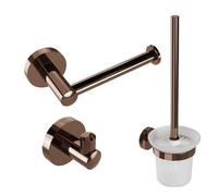 Fortifura Calvi Ensemble toilettes - porte-balai WC - ouvert - patère - porte-papier toilette - sans clapet - cuivre brossé SW970049/SW970050/SW970052