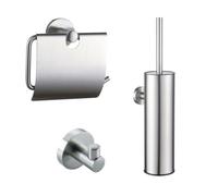 Fortifura Calvi Ensemble WC - porte-balai WC - fermé - patère - porte-rouleau WC - avec clapet - inox brossé SW1183145/SW1111542/SW639927