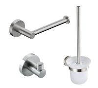 Fortifura Calvi Ensemble WC - porte-balai WC - ouvert - crochet porte-serviette - porte-rouleau WC - sans couvercle - acier inoxydable brossé SW639927/SW639930/SW639931