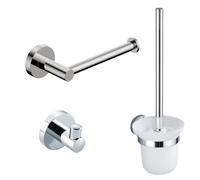 Fortifura Calvi Ensemble WC - porte-balai WC - ouvert - patère - porte-rouleau de papier toilette - sans abattant - chromé SW639922/SW639924/SW639926