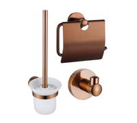 Fortifura Calvi Ensemble WC - porte-rouleau avec clapet - brosse WC - patère - cuivre brossé PVD (Cuivre) SW1183148/SW970049/SW639924