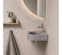 Fortifura Fuente kit lave-mains - 31.5x31.5x10cm - trou de robinet au centre - avec robinet inox - béton (gris) SW696237/SW696207/SW696217/SW642464
