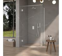 Fortifura Galeria Cabine de douche - 80x100x200cm - scharnières - barre de renfort - poignée plat - verre clair - Inox brossé PVD SW1122547/SW1122566/SW797908/SW797915