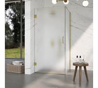 Fortifura Galeria Cabine de douche - 90x120x200cm - scharnières - poignée plat - verre dépoli - Laiton brossé PVD SW1122553/SW1122564/SW797910/SW797928