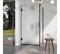 Fortifura Galeria Cabine de douche - 90x120x200cm - scharnières - poignée plat - verre dépoli - Noir mat SW1122553/SW1122561/SW797905/SW797928