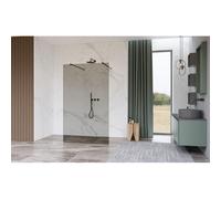 Fortifura Galeria Douche à l'italienne - 100x200cm - Fumé - anticalcaire - verre de sécurité 8mm - bras muraux - Gunmetal SW927771 2x/SW797940
