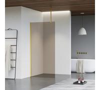 Fortifura Galeria Douche à l'italienne - 120x200cm - Fumé - Bras plafond - Laiton brossé (doré) SW797944/SW797910/SW804543