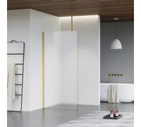Fortifura Galeria Douche à l'italienne - 30x200cm - Verre dépoli - Bras plafond - Laiton Brossé (Doré) SW797931/SW797910/SW804543