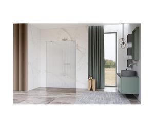 Fortifura Galeria Douche à l'italienne - 90x200cm - verre clair côtelé - anticalcaire - verre de sécurité 8mm - bras muraux - Inox brossé SW927769 2x/SW797951