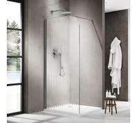 Fortifura Galeria Paroi de douche à l'italienne - 100x200cm - paroi arrondie - gauche - verre nervuré - barre de fixation murale - PVD gunmetal brossé SW1418370/SW797907