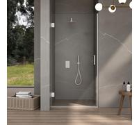 Fortifura Galeria Porte de douche - 100x200cm - charnières - poignée - plat - verre de sécurité clair - Blanc mat SW1122549/SW1122562