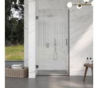 Fortifura Galeria Porte de douche - 200x70cm - 8mm - verre de sécurité - strié - charnières - poignée de porte - Gunmetal brossé PVD - Verre clair SW1208819/SW1122563