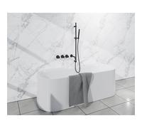 Fortifura Nebbio Ensemble combiné baignoire - mitigeur thermostatique - barre coulissante avec coude mural intégré - flexible de douche lisse - douchette à main barre - bec - noir mat SW1183065/SW1111