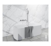 Fortifura Nebbio Ensemble combiné baignoire - mitigeur thermostatique - barre coulissante avec coude mural intégré - flexible de douche lisse - douchette à main sur barre - bec - chrome SW1183064/SW11