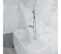 Fortifura Nebbio Ensemble combiné baignoire - mitigeur thermostatique - barre de douche avec coude mural intégré - flexible de douche lisse - douchette ronde - Remplissage-vidage de baignoire - chrome