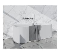 Fortifura Nebbio Ensemble combiné baignoire - robinet thermostatique - coude mural avec support de douchette - flexible de douche lisse - barre de douchette - bec - inox brossé SW1417138/2xSW1183076/2