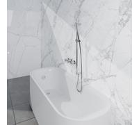 Fortifura Nebbio Ensemble combiné bain - mitigeur thermostatique - barre coulissante avec coude mural intégré - flexible de douche métallique - douchette à main barre - Remplissage-vidage de baignoire
