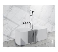 Fortifura Nebbio Ensemble combiné bain - mitigeur thermostatique - barre coulissante avec coude mural intégré - flexible de douche métallique - douchette ronde - bec - noir mat SW1183065/SW1111528/SW7