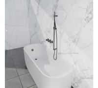 Fortifura Nebbio Ensemble combiné bain - mitigeur thermostatique - barre de glissement avec coude mural intégré - flexible de douche lisse - douchette à main sur barre - Remplissage-vidage de baignoir