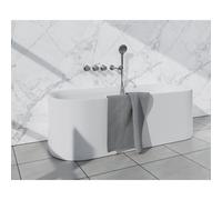 Fortifura Nebbio Ensemble combiné bain - mitigeur thermostatique - coude mural avec support de douchette - flexible de douche métallique - douchette ronde - bec verseur - inox brossé SW1417138/2xSW118
