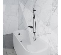 Fortifura Nebbio Ensemble combiné bain - robinet thermostatique - barre de glissement avec coude mural intégré - flexible de douche lisse - douchette à main en barre - Remplissage-vidage de baignoire