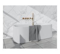 Fortifura Nebbio Ensemble combiné bain - robinet thermostatique - coude mural avec support de douchette - flexible de douche métallique - barre de douchette - bec - laiton brossé PVD (or) SW1183067/2x