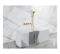 Fortifura Nebbio Ensemble de combinaison de bain - mitigeur thermostatique - barre coulissante avec coude mural intégré - flexible de douche métallique - douchette ronde - bec verseur - laiton brossé