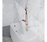 Fortifura Nebbio Ensemble de combinaison de bain - mitigeur thermostatique - barre de douche avec coude mural intégré - flexible de douche lisse - douchette ronde - Remplissage-vidage de baignoire - c
