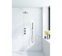 Fortifura Nebbio ensemble de douche pluie apparent - douche de tête Ø 30 cm - bras mural courbé 35 cm - cuivre brossé mat SW1417132/SW1183082/SW970045/SW970048/SW970046/SW9