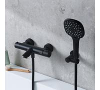 Fortis Ensemble pour baignoire avec mitigeur thermostatique, douchette à main Push à 3 jets, support de douchette et flexible de douche, 78111THMB+5318500MB+53162125MB+15507MB,