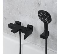Fortis Ensemble pour baignoire avec robinetterie, douchette Push à 3 jets, support de douchette et flexible de douche, 8411100MB+5318501MB+53162125MB+15507MB,