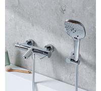 Fortis Ensemble pour baignoire avec robinetterie, douchette Push à 3 jets, support de douchette et flexible de douche, 7811100PC+5318500PC+53162125PC+15507PC,