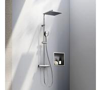 Fortis Spa flat 300 XXL Colonne de douche avec mitigeur thermostatique, douchette Push 3 jets et douche de tête en métal, 1070054PC,