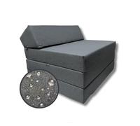 FORTISLINE Matelas pliant, 200 x 70 x 10 cm, en 3 parties, pour invité, camping, avec housse extérieure imperméable, matelas cubique, lit d'appoint, matelas de caravane, gris foncé