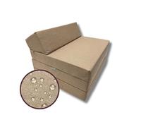 FORTISLINE Matelas pliant, 200 x 70 x 10 cm, en 3 parties, pour invités, de camping, avec housse extérieure imperméable, cubique, lit d'invité, matelas de caravane, beige