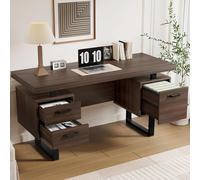 Fortuna Lai 135 x 54 cm bureau simple, MDF et tube d'acier de haute qualité, tiroir silencieux, tiroir pour classeurs, plateau de bureau spacieux et protégé contre les éclaboussures, rangement efficac