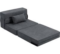 Fortuna Lai 3 en 1 fauteuil-lit, canapé-lit pliant avec fonction lit, coussin lombaire, fauteuil relax aspect flanelle, chaise longue pour salon, gris foncé