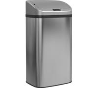 Fortuna Lai 48 L Poubelle à capteur pour cuisine ou bureau, fermeture automatique, acier inoxydable, couleur argent